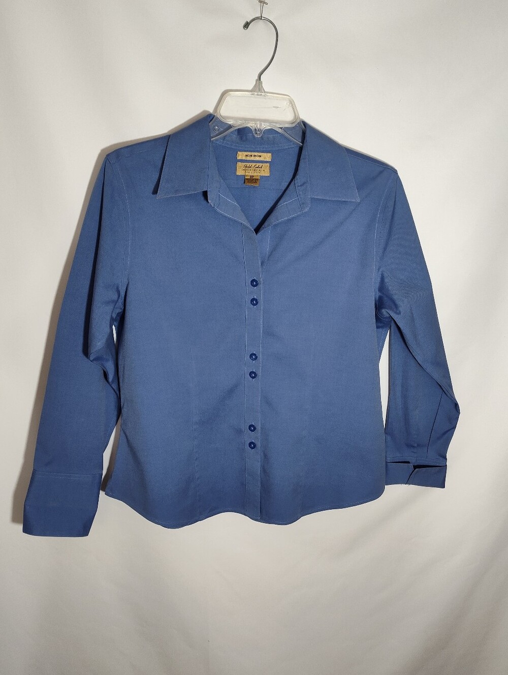 Gold Label Investments Women's Blue Long Sleeve Cuffed Button Up Blouse Size 8P